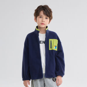 Mark Fairwhale | Children Boys Polar Fleece Jacket Color Block Stand Collar