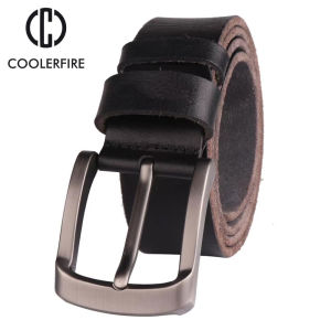 New CCOOLERFIRE Men Belt Full Grain 100% Real Genuine Cowskin Top Layer Leather Soft Jeans Cowhide Belts For Men TM053