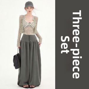 PEIZIXUAN | Stylish Dotted Grey 3 Pieces Casual Set