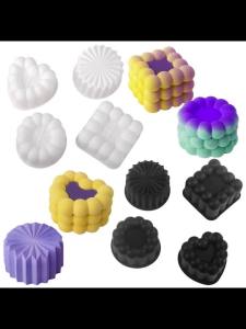 Heart Shaped Cylindrical Square Texture French Mousse Cake Mould Silicone Soap Mold Jelly Pudding Dessert Tools Kitchen Bakeware