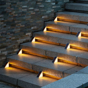 Vimite LED Outdoor Solar Step Stair Light Super Bright Waterproof Automatic Sensor Warm Anti-theft Stair Light for House  Garden Deck Villa Decor Lighting