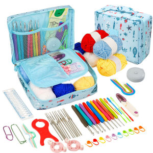 Crochet Kit Beginners Crochet Hook Set with Crochet YarnPortable Crochet Set Crochet Hooks Travel Knitting Crochet Supplies