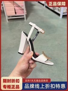 STELLA LUNA ผู้หญิงแฟชั่น Elegant รองเท้าส้นสูง One-Word BUCKLE PURE สีวัวหนังด้านบนหนังแพะซับ