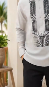 Classic Barong Tagalog For Men Modern Shirt For Men Casual Retro Ethnic Asean Attire High Quality Dry Fit Short Sleeve Polo Shirts