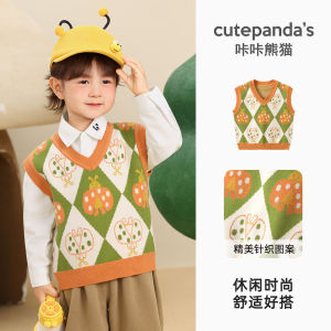 Knitted Baby Vest Spring Autumn Childrens Clothing Knitwear Girls Boy Infant Jacket V-neck Warm Casual Style Cutepandas