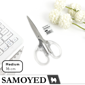 Gunting Sedang Transparan / Bening Serba Guna / Kertas / Sekolah / Kantor / Paper / Transparent / Clear School / Office Scissors Samoyed SC-T4-16