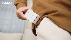 TESSAN Ultra-Thin Travel Adapter with USB C Charger Multi Plug Extension Wall Charger USB Adapter Wall Socket Power Strip