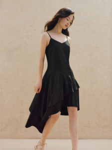 INMAN | V-Neck Sling Dress Summer Belting Irregular Hem A-Line