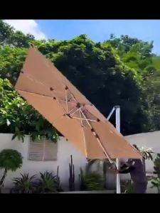 Payung Romawi Luar Ruangan Tahan Badai Tugas Berat 1600D 25x25M Payung Persegi Khaki dengan Kunci Pas untuk Payung Taman