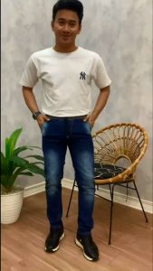 Celana Panjang Jeans Pria Pinggang Karet