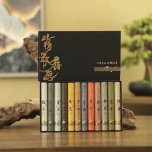 Nhang Trầm Hương nhang trầm tự nhiên không tăm thơm nhẹ nhàng 12 mùi 10 cm kèm đế hoa sen - Biosun Farm
