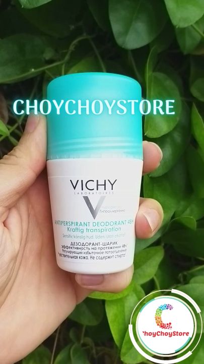 Lăn Nách Vichy Anti Transpirant 50ml Xanh - Lăn khử mùi và khô thoáng vùng da dưới cánh tay 48H