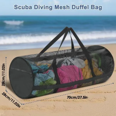 Mesh Dive Bag Mesh Diving Bag Foldable Duffle With Zipper Shoulder Strap For Holding Basketball Volleyball Beach Scuba Pool