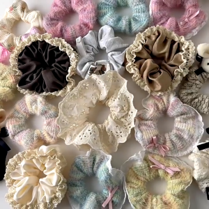 Dây Cột Tóc Nữ Phong Cách Vintage Hoa Văn Rằn Ri