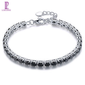 Lohaspie Jewelry Real 6.25 Carats Solid Sterling Silver 925 Bracelet Natural Black Spinel Bracelet 925 Sterling Silver Bracelet With Gem Black Spinel Bracelet For Women Jewelry