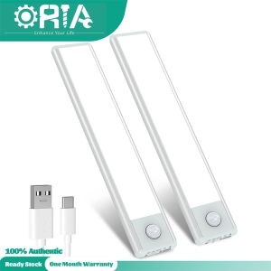 ORIA 2-Pack Motion Sensor Cabinet Lights 30 LED Closet Light Kitchen Cupboard Night Lights Rechargeable Sensor Lights for Bedroom Cabinet Wardrobe Kitchen Hallway Stairs Garage