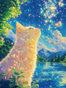 Huacan Full Diamond Painting Spring Cat Diamond Mosaic Animal Landsacape New Collection Gift