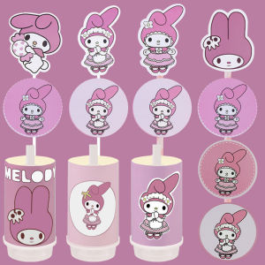 Pink Melody Theme round Mousse Cup Sticker Birthday Dessert Bar Decorative Candy Rabbit Cake Plug-in