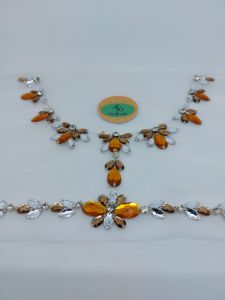 Payet rangkai leher dan pinggang satu set || muriara permata diamon swaroski resin sudah di jahit