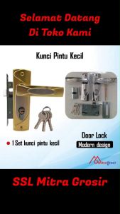 1 Set Kunci Pintu Kecil Silinder Plat / Gagang Rumah / Handle Full Set / Kunci Pintu Kamar