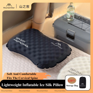 Mountainhiker Ultralight Inflatable Camping Travel Pillow with Soft Washable Cover - Ergonomic Pillows for Neck & Lumbar Support