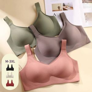 LAZADY M-3XL Full Coverage seamless wireless Support Bra Push Up Plus Size jelly stick latex everyday bra for Women Soft Comfort Thin Underwear