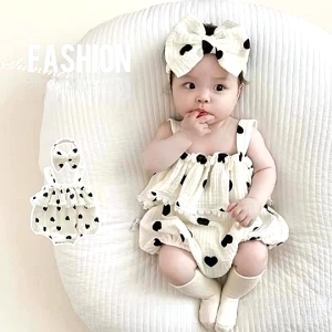 Baby Romper Clothes + Summer Sleeveless Jumpsuit + Bowknot Headband 0-2 Years Baby Girls Bodysuits Newborn Infant Clothing