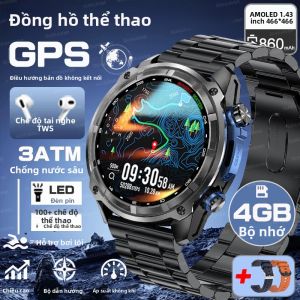 Đồng Hồ Thông Minh T-REX3 466*466 Màn Hình AMOLED Hạng Quân Sự GPS La Bàn Cuộc Gọi Bluetooth 4GB Âm Nhạc Thể Thao Theo Dõi Sức Khỏe Dành Cho Nam Giới