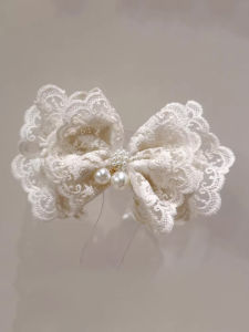 Original Design White Lace Hair Clip Fairy Versatile Large Bow Spring Clamp Tail Clip Womens Hair Accessories Top Clip Headwear