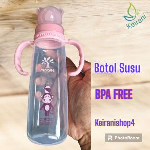 BOTOL SUSU BAYI LEHER LEBAR ADA GAGANG BABY MINITREE MOTIF PANDA  270 ML FEEDING