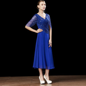 Elegant Young Wedding Dress for Mother of the Bride High-End Cheongsam Skirt Suit V-Neck Batwing Sleeve Middle-aged Womens Fashion