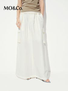 MO&Co. | Micro Wrinkle Texture Utility Pocket Mid-Low Waist Ankle Length Skirt