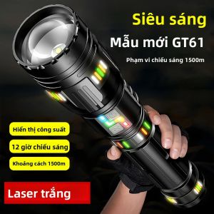 Đèn Pin LED Công Suất Cao GT61 Đèn Pin Chiến Thuật Có Thể Phóng To Siêu Sáng Đèn Pin Cắm Trại Khẩn Cấp Ngoài Trời Chống Nước Có Chức Năng Sạc Dự Phòng