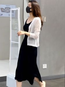 Womens Knitted Cardigan Thin New Style 2025 Outdoor Wear Sunscreen Long Sleeve V-neck Regular Length Slim Fit Fashionable