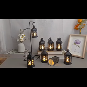 BHQ Portable LED Vintage Flameless Candle Wind Lamp Handheld Christmas Atmosphere Decoration Light