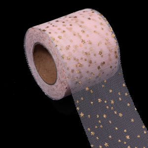 6cm 22Yards Tulle Roll Bronzing Silver Stars Ribbons DIY Childrens Hair Ornament Accessories Tull Cloth Bow Decoration Supplies
