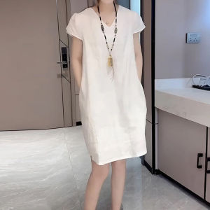 DAIXIANGFEIZI | Đầm Midi V-neck Tay Ngắn Gọn Gàng và Elegante