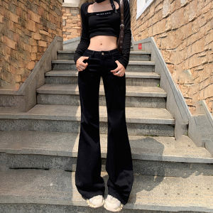 Low Waist Wide Leg Camouflage Denim Jeans Womens Summer New Loose Drapey Straight Leg Floor-Length Pants Bell Bottoms