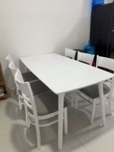 Bàn ăn 6 ghế cabin - bàn ghế ăn cơm gia đình mẫu mã hiện đại - gỗ cứng chắc - bảo hành 1 năm