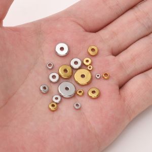 ลูกปัดเว้นระยะวงกลมโลหะสเตนเลสแบน3มม.-10มม. สำหรับอุปกรณ์การทำเครื่องประดับหัตถกรรม DIY
