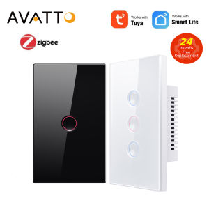 AVATTO Tuya Zigbee Smart Groove Switch Neutral Wire Required 1/2/3/4 Gang Light WiFi Touch Switch Work with Alexa Google Home