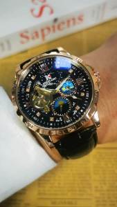 AOKULASIC | AOKULASIC Moon Phase Tourbillon Automatic Watch for Men Luminous Fashion Diamond Leather Steel Strap Luxury Mechanical Watches