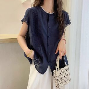 AIYITI | Plus Size Women Lace Crochet Hollow Out Short Sleeve Shirt