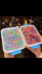 Chun Buộc Tóc Cho BÉ Hộp 4000 Chun Buộc Tóc Kèm Hộp Đựng Nhiều Màu Sắc