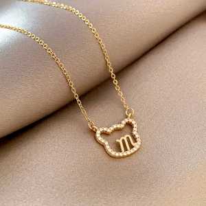 Titani.id Acc-1596 Korean style Kalung Rantai Wanita Korea Style Motif Kepala Kucing Gold
