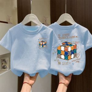 Letter Print Cotton Short Sleeve T-shirt for Boys and Girls