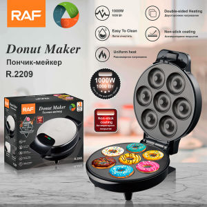 RAF High Quality 7 Holes Donut Maker Machine Electric Mini Donut Machine Doughnut Maker Breakfast Waffle Machine for Business Home with Stainless Steel Shell