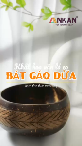 Bát Gáo Dừa Khắc Lá Cọ Thủ Công – Đựng Ngũ Cốc Sinh Tố Chè Bánh Kẹo Mứt Tết Decor Spa