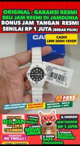 CASIO ORIGINAL - CASIO LRW-200H-1EV - WOMEN - Putih Hitam - Strap Resin - Jam dunia JD18ST  Jam Tangan Wanita Cewek Anti Air Digital Analog + CASIO LRW 200H 1E LRW-200H 200 H LRW200 LRW-200H LRW200H-1E $ WR1 STR KC7