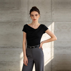 PIAOYA | Off-Shoulder Waist-Cinching T-Shirt Blouse